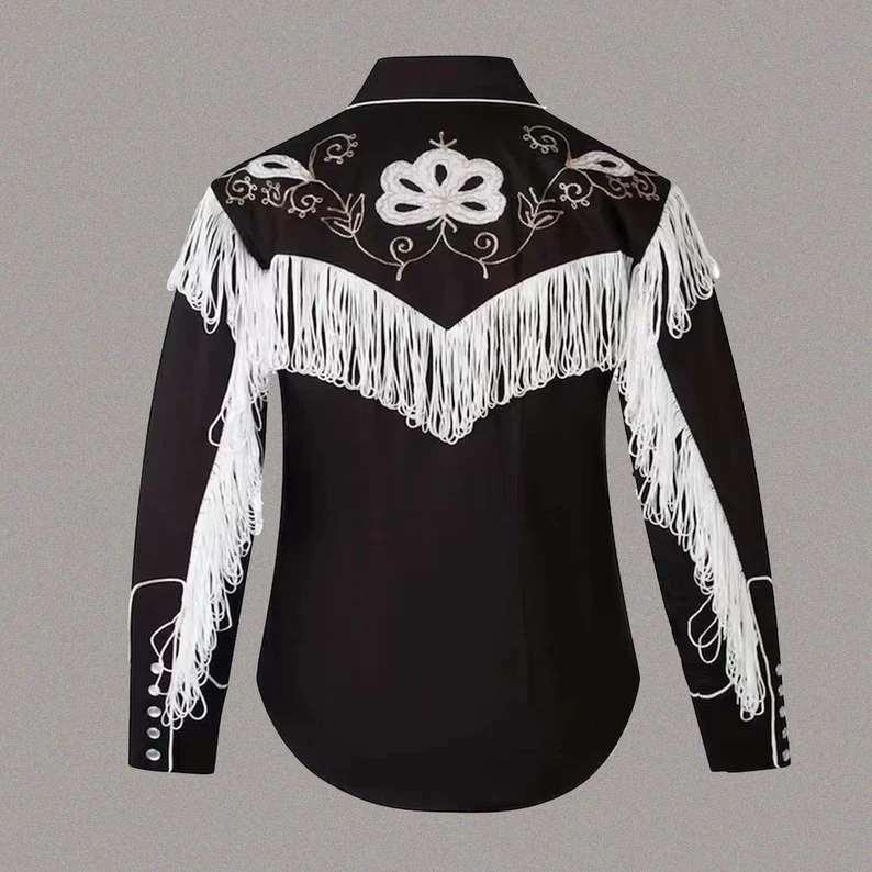 Ken Cosplay Costume Ryan Gosling Stylish Black Shirt with Embroidery, Tassels and Fringe – Perfect for Halloween Cosplay — image 2