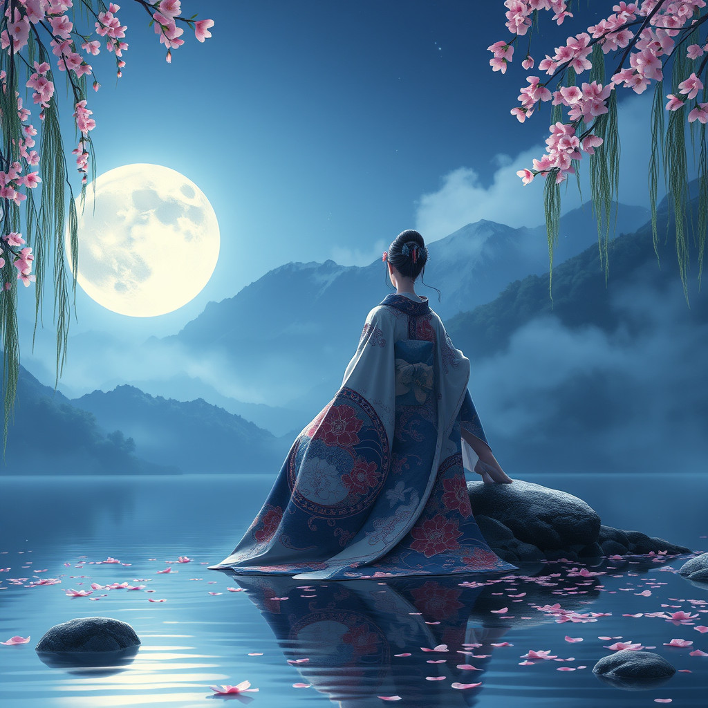 Under the blue moon’s gaze, even sadness feels like art.