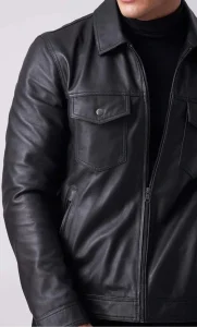 Men’s Black Biker Leather Jacket – Handmade Lambskin