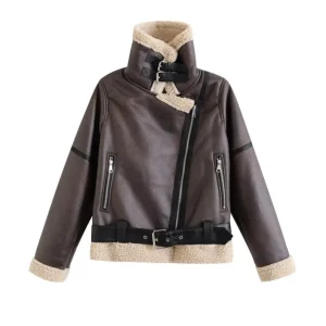 B3 RAF Brown Women’s Shearling Bomber Leather Jacket