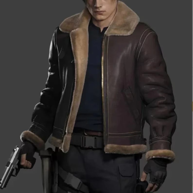 B3 RAF Brown Men’s Shearling Bomber Leather Jacket