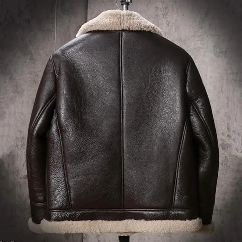 B3 RAF Brown Men’s Shearling Bomber Leather Jacket — image 2