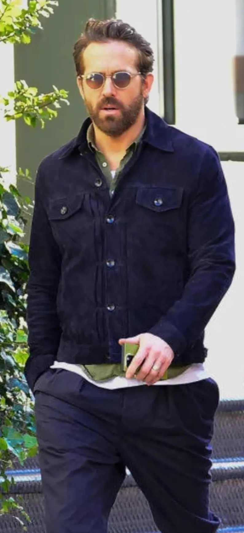 Handcrafted Navy Blue Suede Leather Jacket for Men — image 2