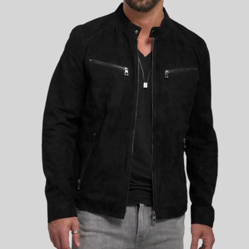 Handcrafted Black Suede Leather Jacket for Men — image 2