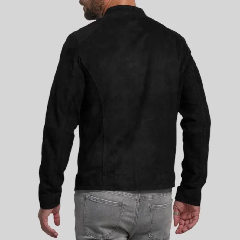 Handcrafted Black Suede Leather Jacket for Men — image 7