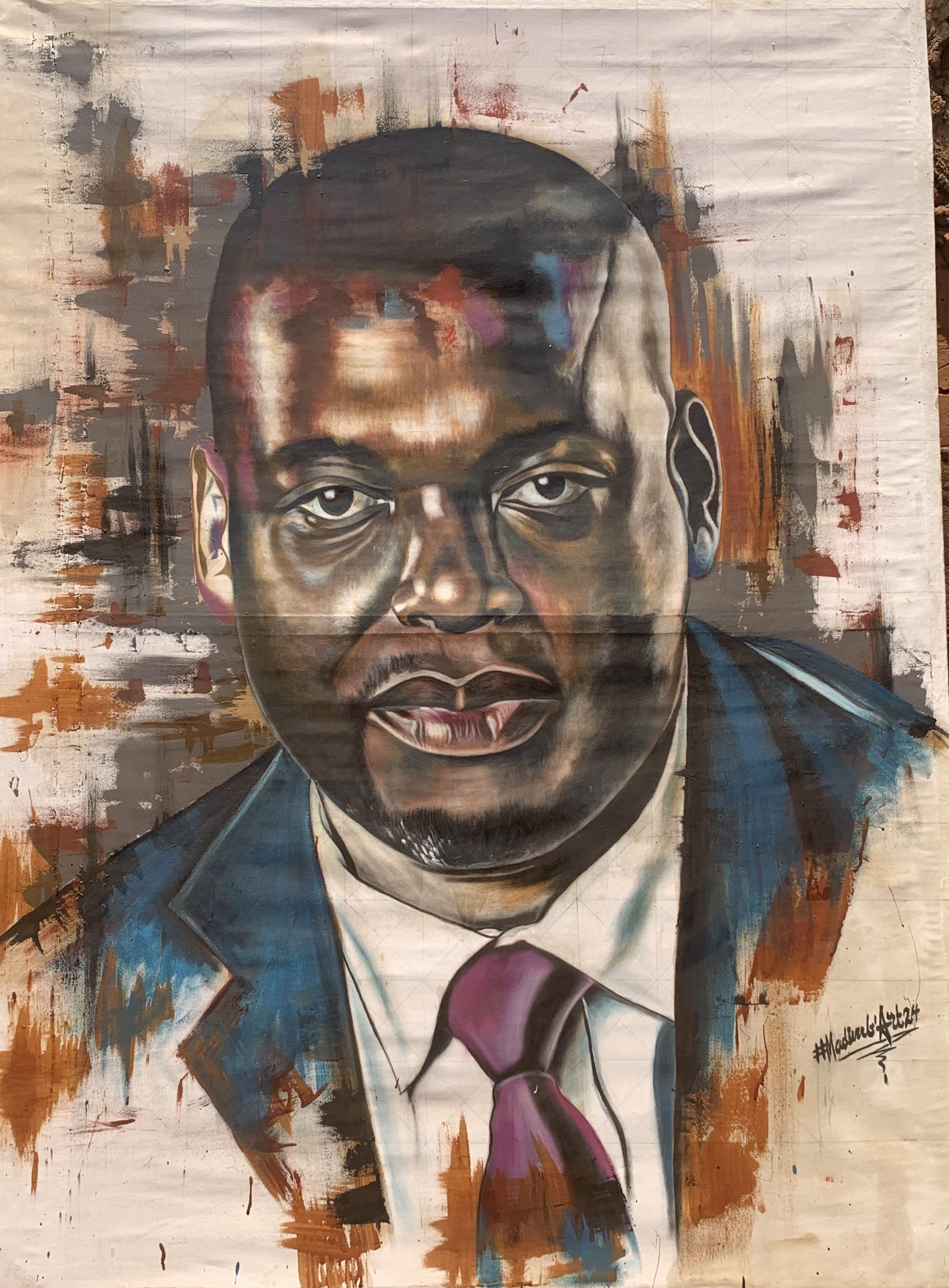« WA NDANI » portrait volontairement inachevé de 130x170 cm