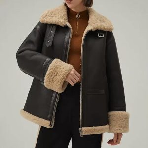 B3 RAF Brown Women’s Shearling Leather Bomber Jacket
