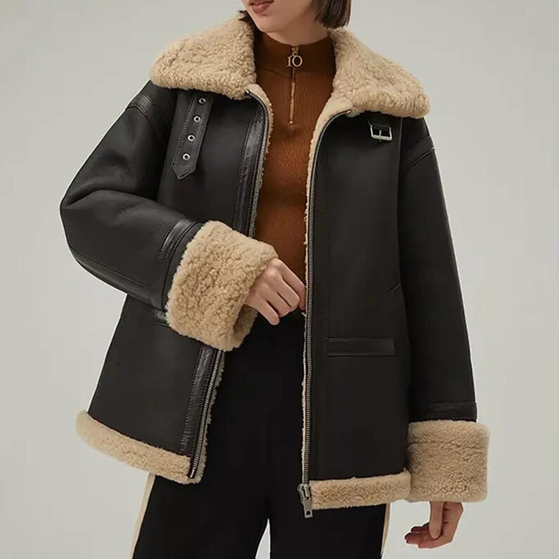 B3 RAF Brown Women’s Shearling Leather Bomber Jacket