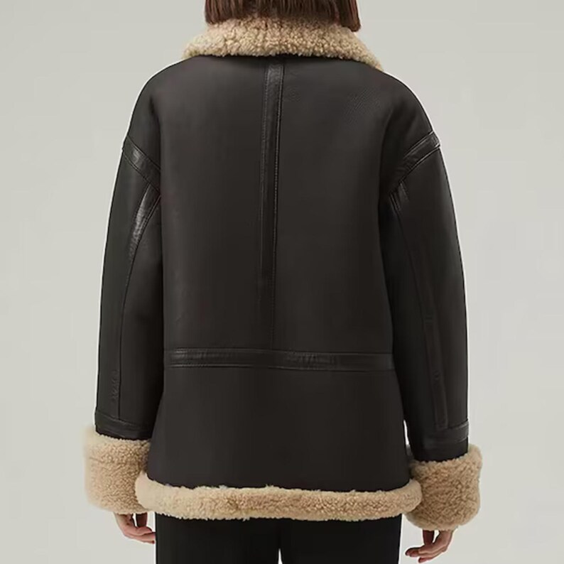 B3 RAF Brown Women’s Shearling Leather Bomber Jacket — image 3