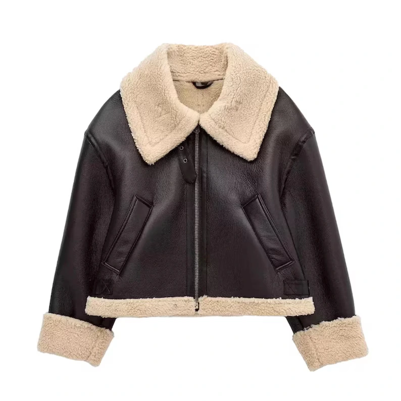 B3 RAF Brown Women’s Bomber Leather Jacket with Shearling