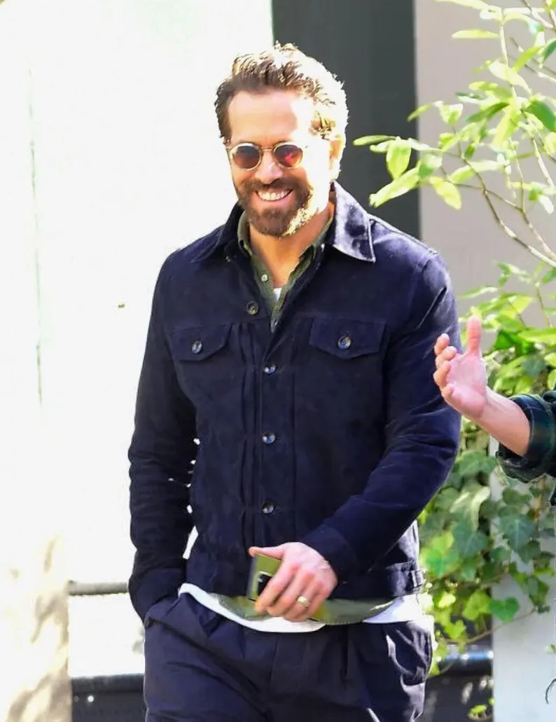 Handcrafted Navy Blue Suede Leather Jacket for Men — image 3