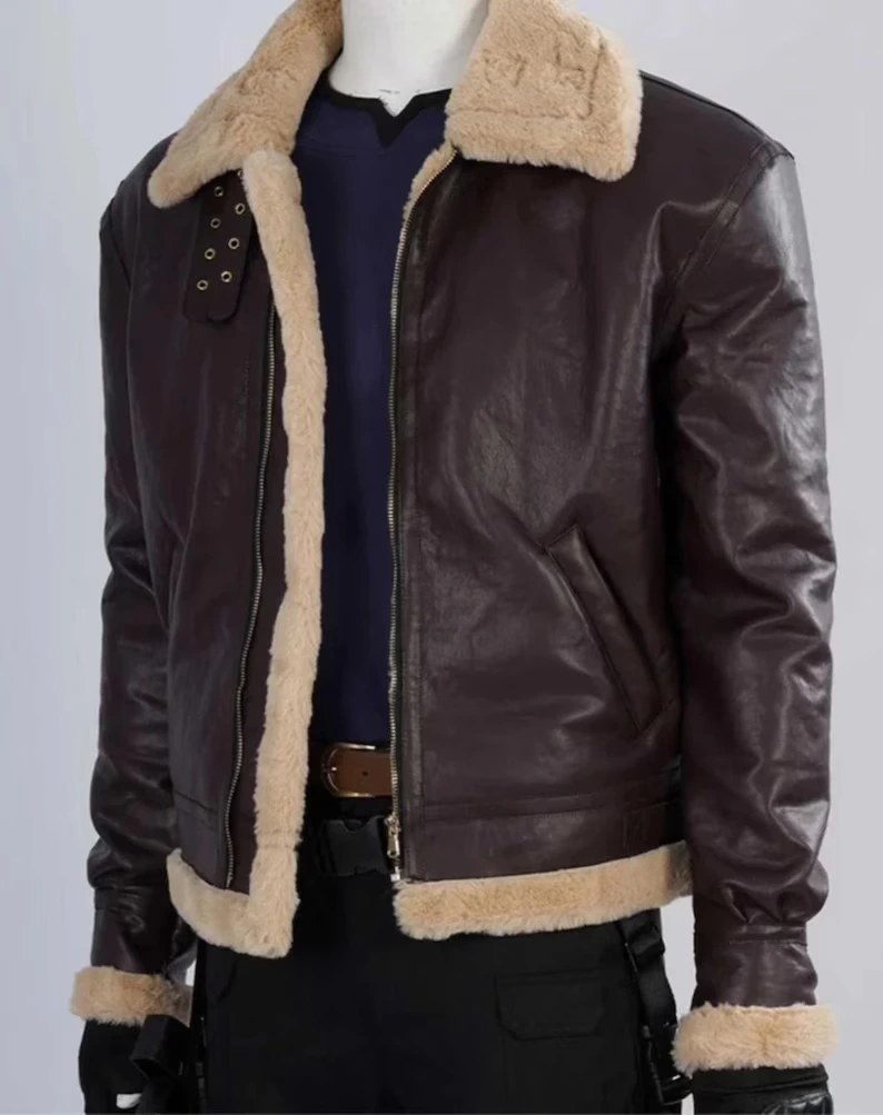 B3 RAF Brown Men’s Shearling Bomber Leather Jacket — image 2