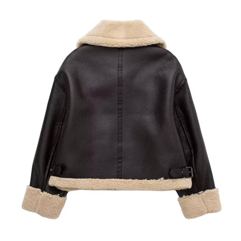 B3 RAF Brown Women’s Bomber Leather Jacket with Shearling — image 2