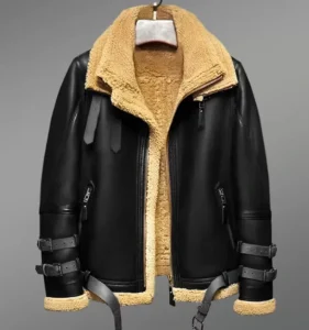 B3 RAF Black Men’s Shearling Bomber Leather Flying Jacket