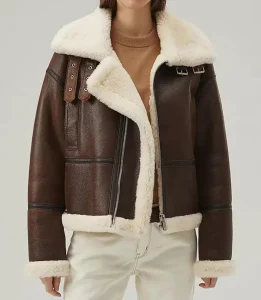 B3 RAF Brown Women’s Shearling Bomber Leather Jacket