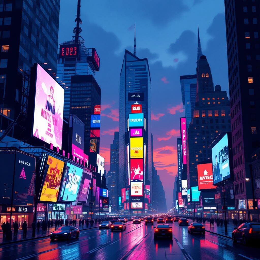 A Vibrant Cityscape at Dusk
