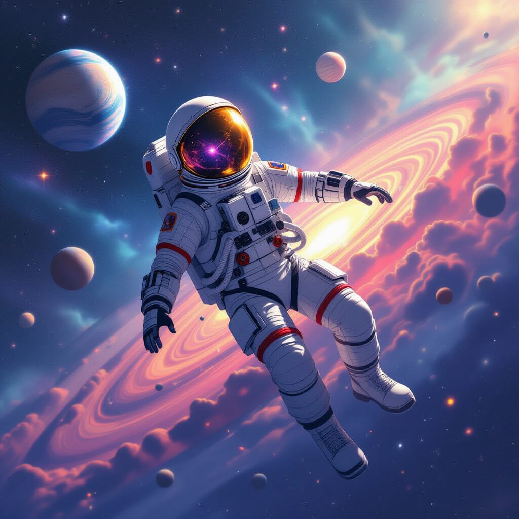 Astronaut in the Rings of Infinity