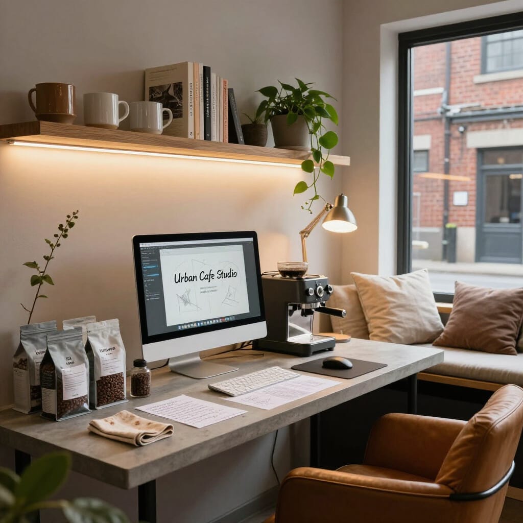 A quiet corner for work, a warm corner for coffee.