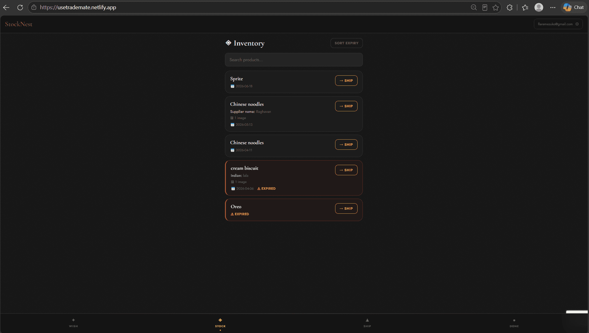 A website to manage inventory