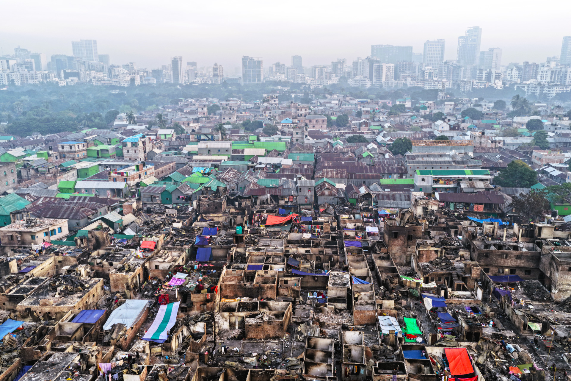 Dhaka Slum Fire Destruction