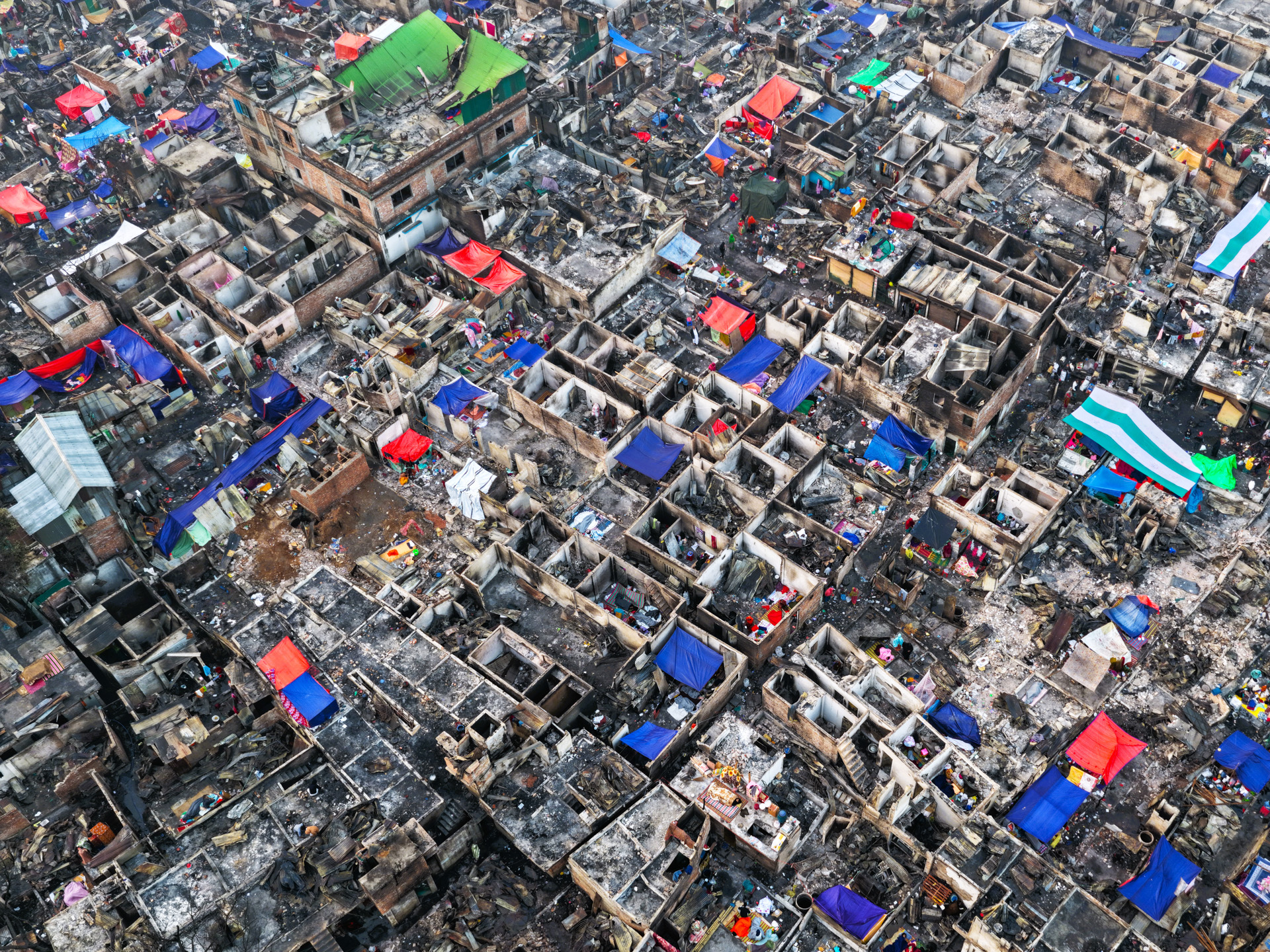 Fire-Ravaged Settlement in Dhaka