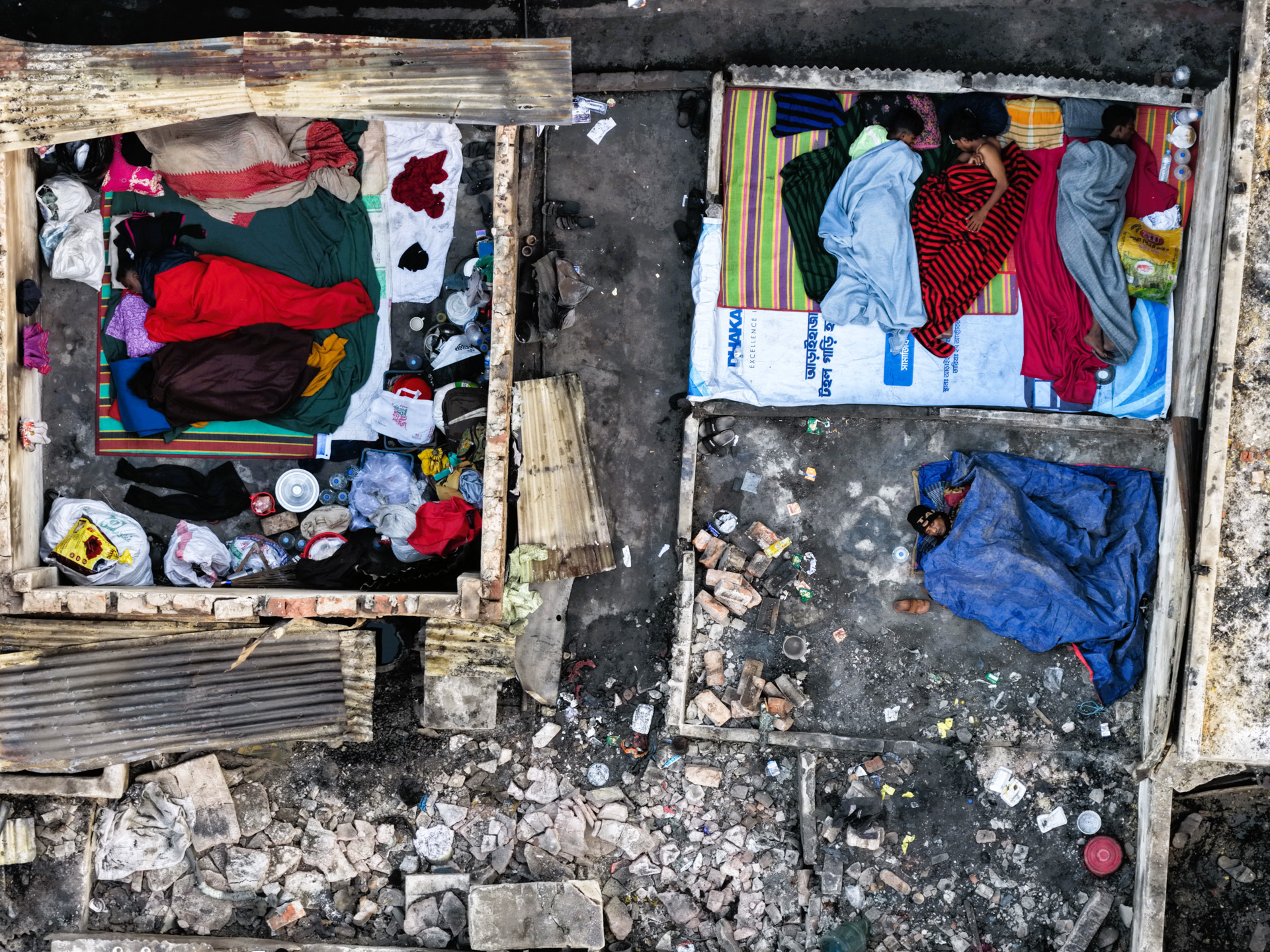 Families Living Among Fire Ruins in Dhaka