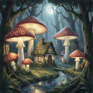 The Little House Beneath the Moonlit Mushrooms