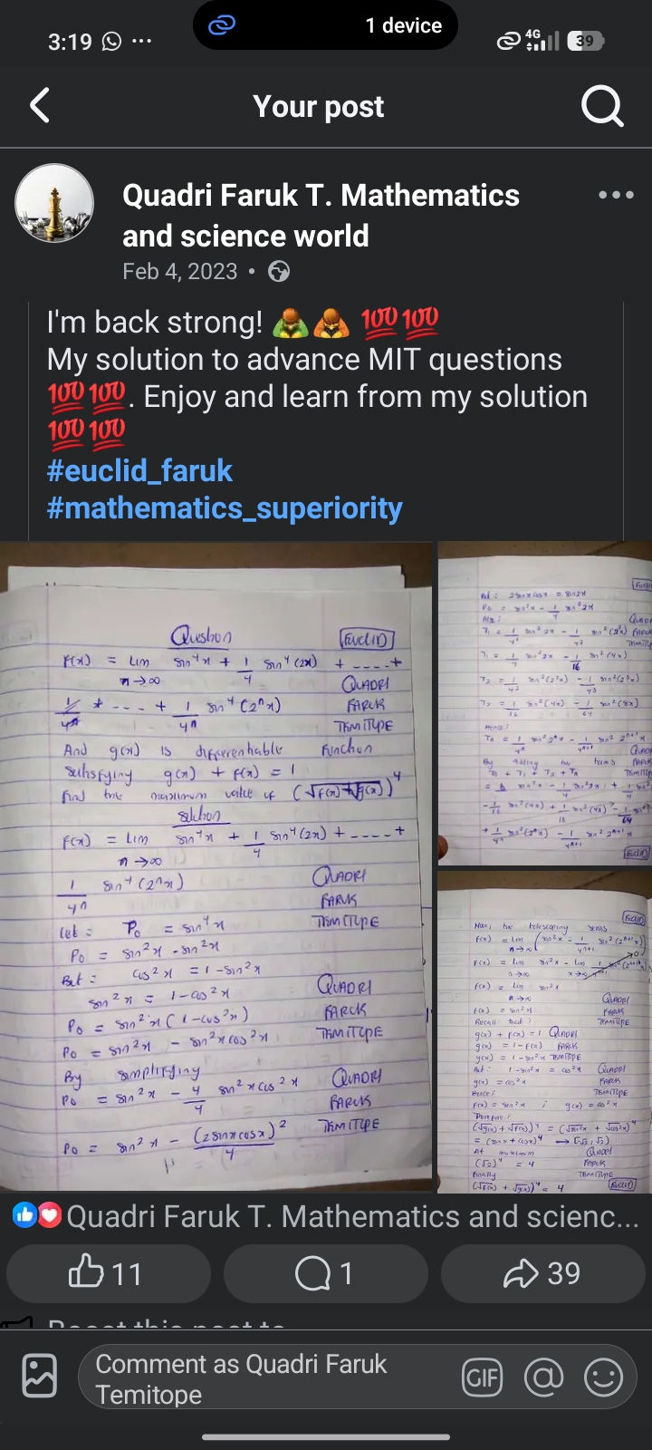 Solving Advanced MIT Math Questions &amp; Functional Limits