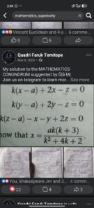 Solving Parametric Simultaneous Equations &amp; Algebraic Proofs