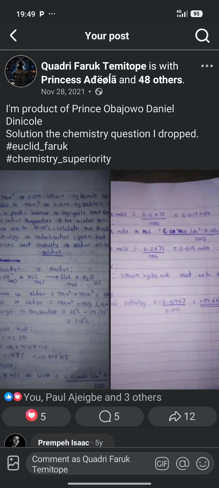 Thermochemistry &amp; Enthalpy of Neutralization Derivations