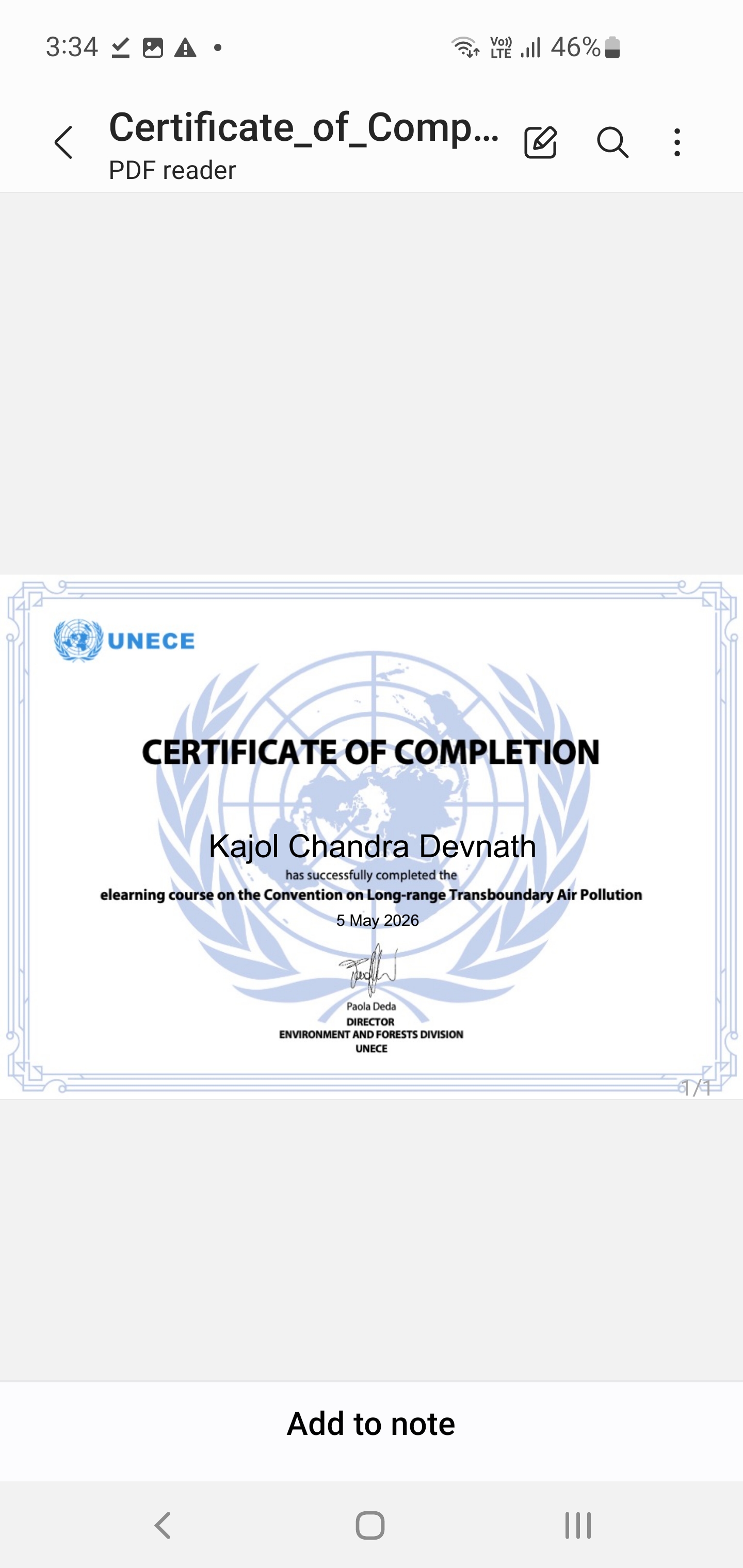 Achievement of Climate change course