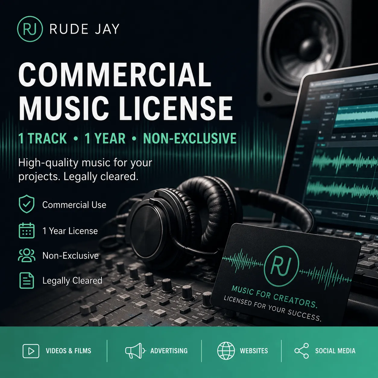 Commercial Music License – Rude Jay (1 Track, 1 Year Non-Exclusive)