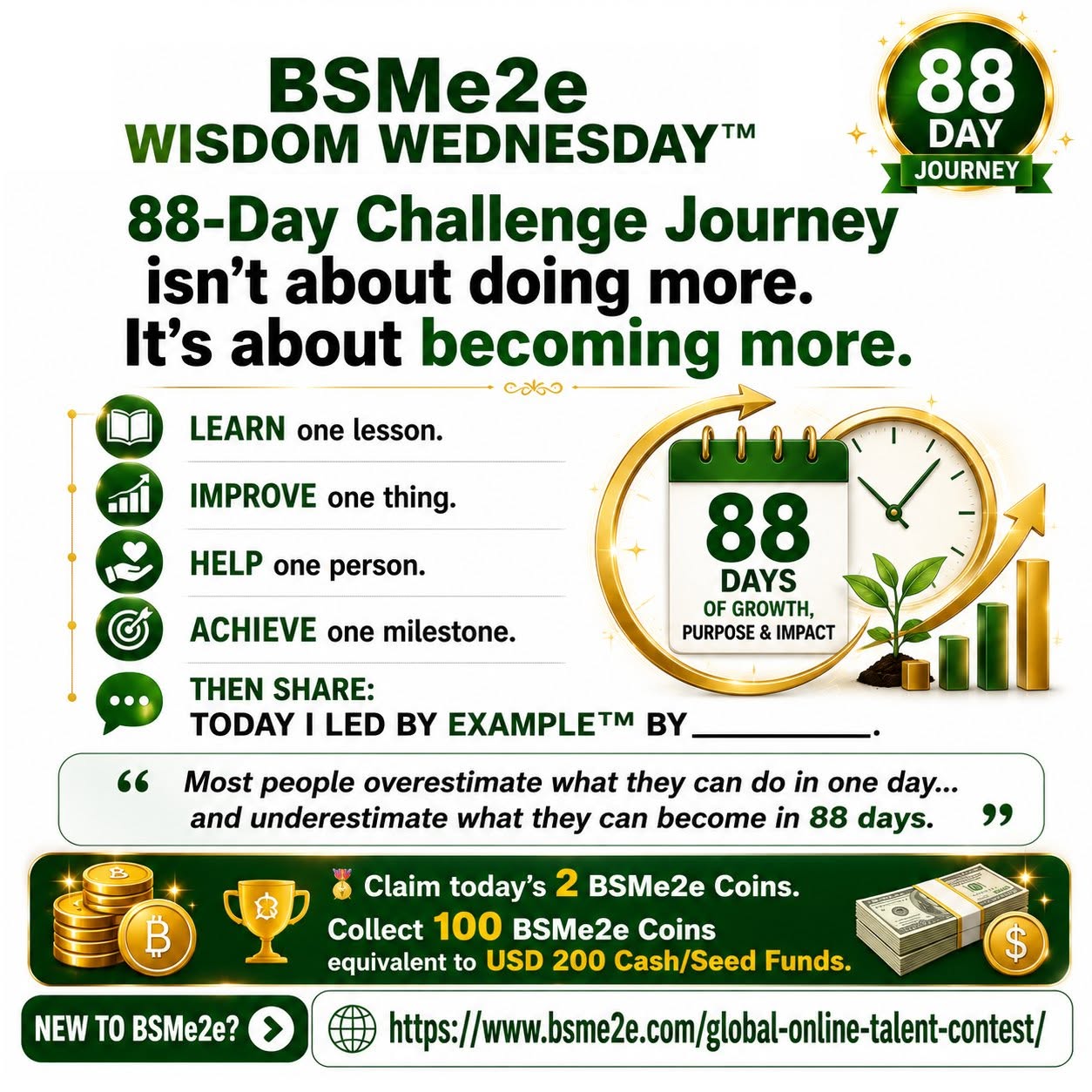 BSMe2e Wisdom Wednesdayβ’ | 88Day Challenge | Lead by EXAMPLE