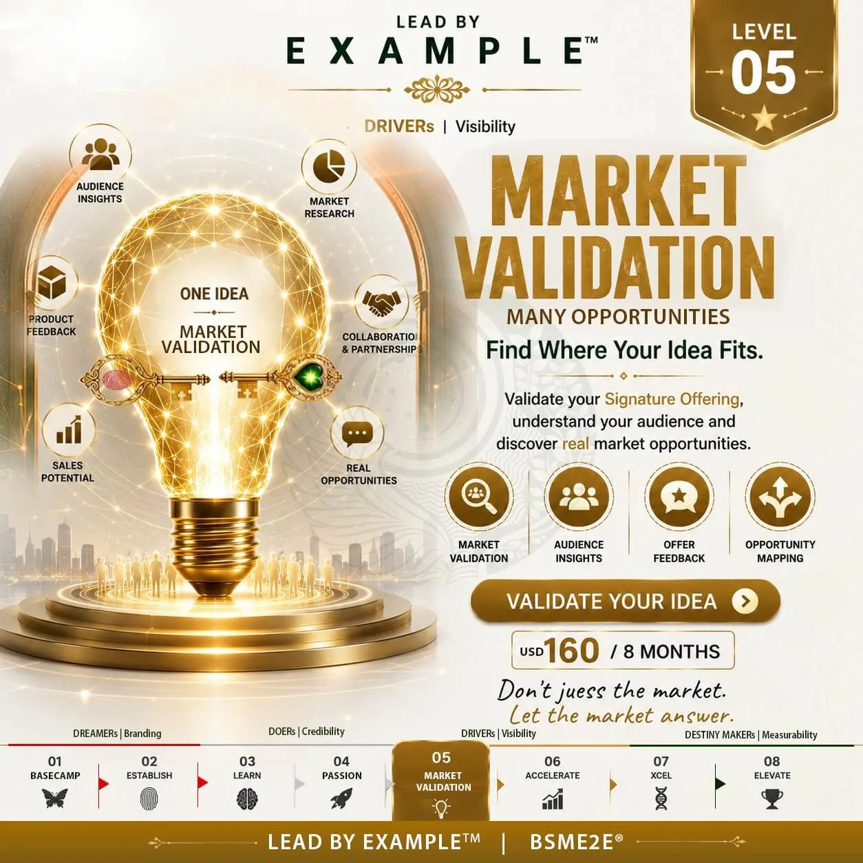 BSMe2e Level 5 Market Validation – Validate your idea, audience and market opportunities