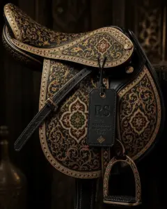 Moroccan-Andalusian Hand-Painted Saddle β Black and Gold